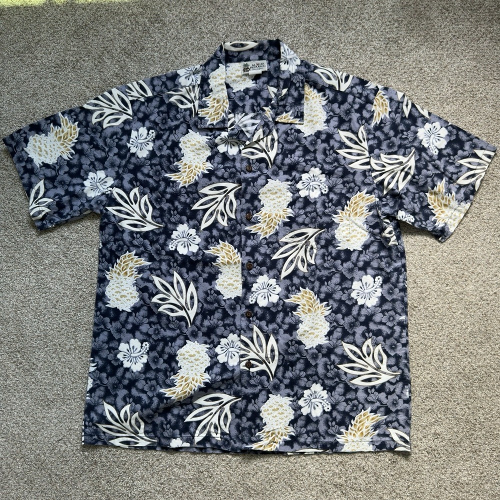 Vintage Aloha Republic Hawaiian Shirt Men's XL Made In Hawaii Pineapple Cotton